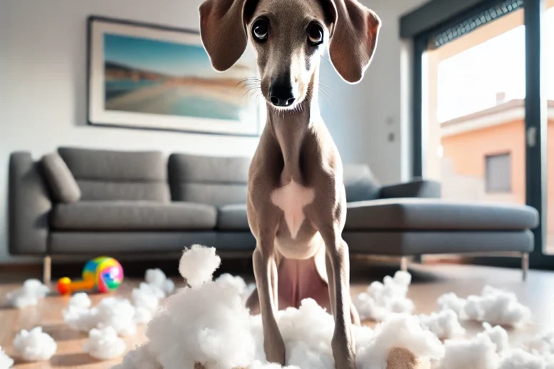 hábitos destructivos de un galgo italiano