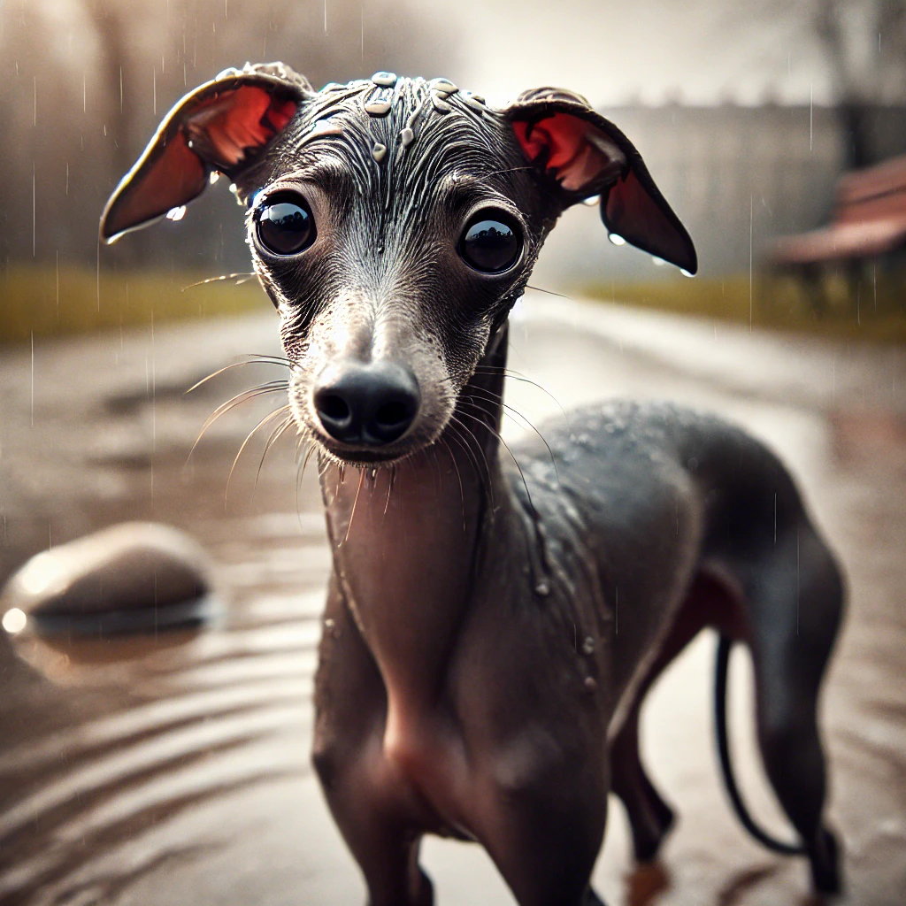 galgo italiano en invierno